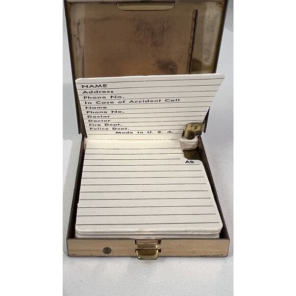 Vintage MCM Mini Brass Plated Pocket Rolodex Butterfly Flower Unused - Picture 2 of 5